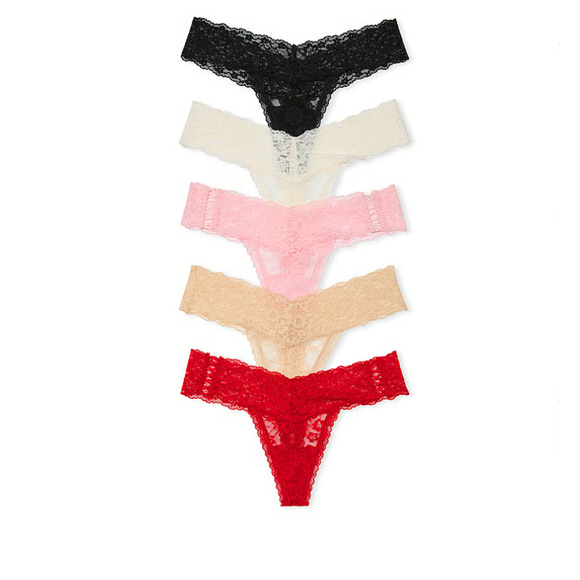VICTORIA'S SECRET 5 Pack Sexy Lace Waist Thongs Panty Pack - Size XXL - Picture 2 of 3